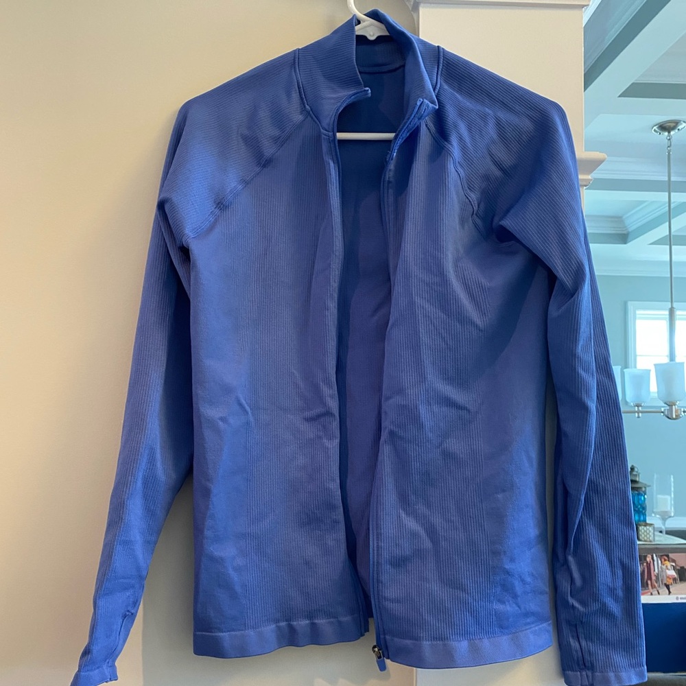 Fabletics Blue Mock Neck Zip Up Jacket